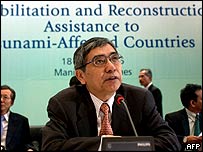 Asian Development Bank (ADB) president Haruhiko Kuroda delivers his address at the ADB tsunami relief conference in Manila