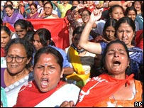 Nepalese women at a pro-democracy rally