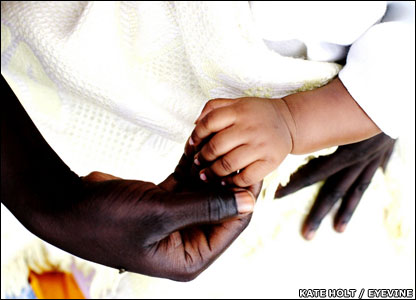 Mother and newborn baby's hands, Juba, south Sudan