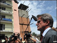 Bernard Kouchner in Gori, Georgia