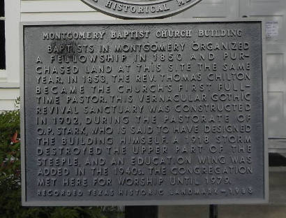 Montgomery Texas - Montgomery Baptist Church Marker