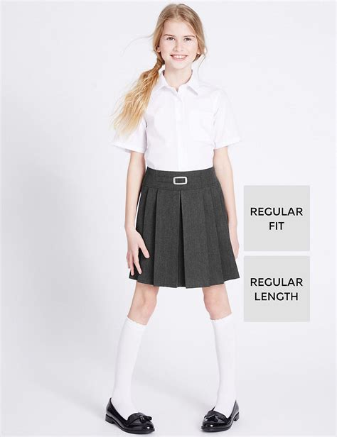 Girls' Permanent Pleats School Skirt (2-16 Yrs) | M&S | School uniform ...