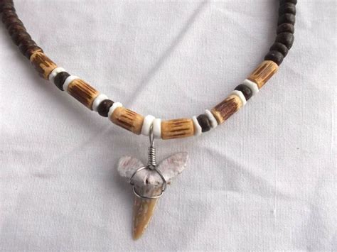 Hawaiian Surfer Style Fossil Shark Tooth Necklace 18” Great Sharks ...