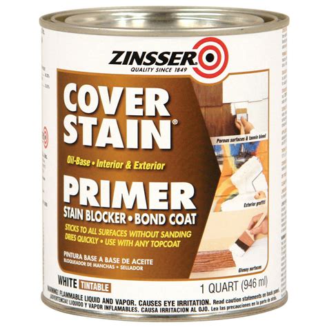 Zinsser Cover Stain Interior & Exterior Stain Blocker Primer, 1 Quart ...