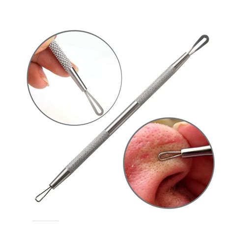 2pcs Stainless Steel Curved Blackhead Comedone Clip Needle Tweezers ...