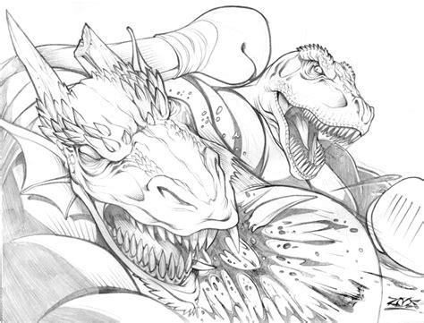 T-REX VS. DRAGON COMMISSION by dovianax on DeviantArt