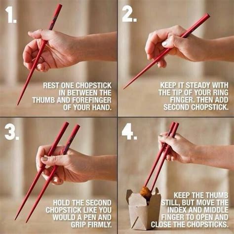 How to hold chopsticks. | Dining etiquette, Using chopsticks, Life hacks