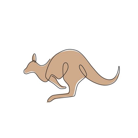 One single line drawing of cute jumping kangaroo for business logo ...