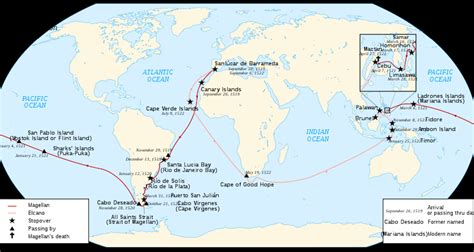 Map of Ferdinand Magellan's Circumnavigation (Illustration) - World ...