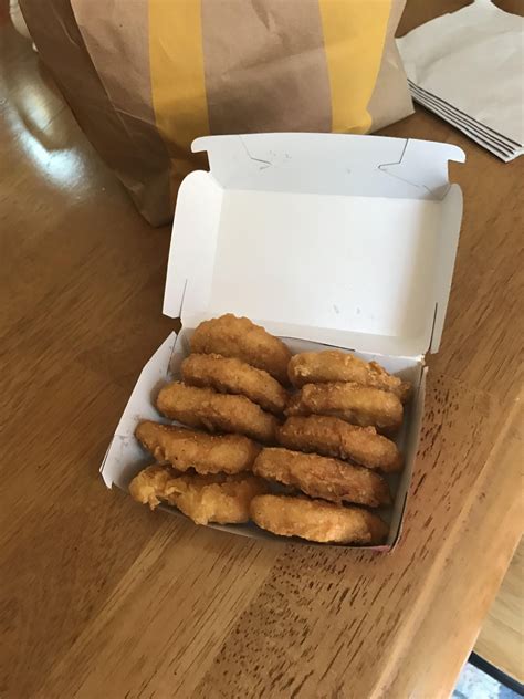 I opened my chicken nuggets and found them filed perfectly in my ...