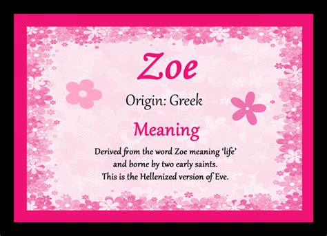 Zoe Personalised Name Meaning Placemat - The Card Zoo