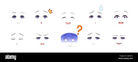 Anime manga expressions eyes set boy. Japanese cartoon style Stock ...