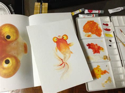 Goldfish on watercolour | Visual art, Watercolor, Visual