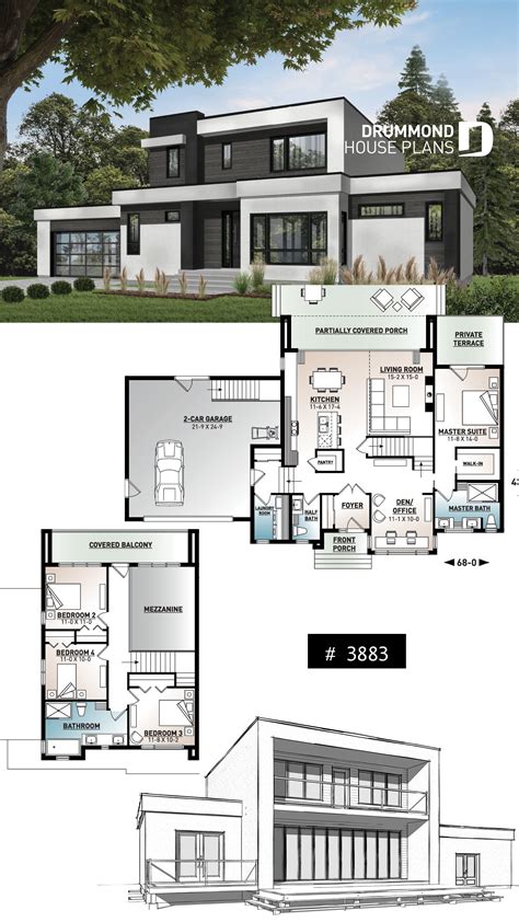 MODERN CUBIC HOUSE PLAN WITH 4 BEDROOM AND 2-CAR GARAGE | Modern ...