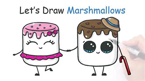 Cute Marshmallow Drawing - canvas-link