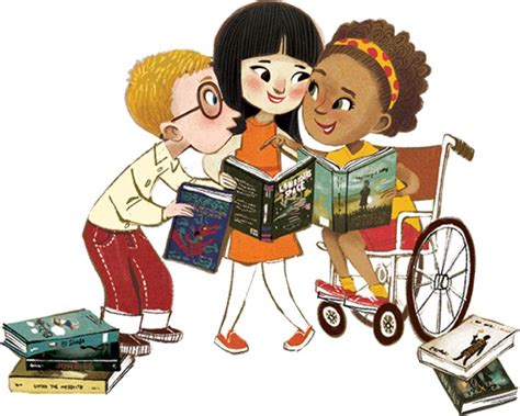 Illustration of diverse children sharing books and talking | Character ...