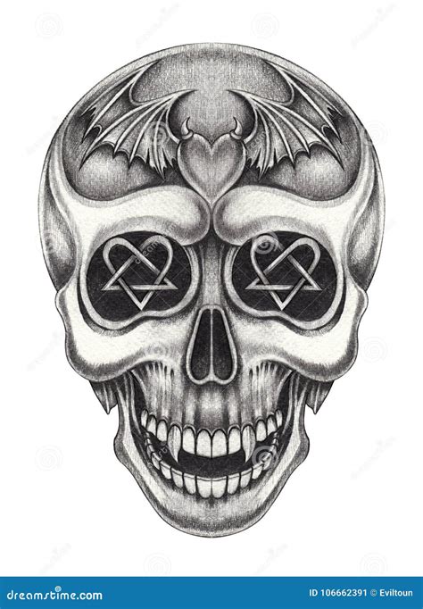 Art Vampire Skull Tattoo stock illustration. Illustration of fine ...