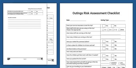 Outings Risk Assessment Checklist (Teacher-Made) - Twinkl