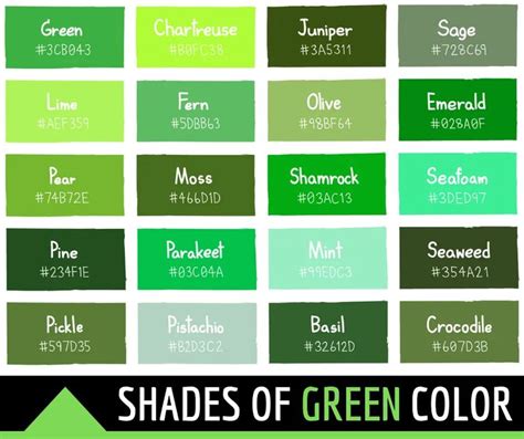 134 Shades of Green Color With Names, Hex, RGB, CMYK Codes | Green ...