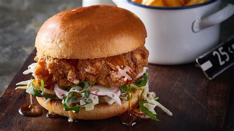 Fried Buttermilk Chicken Burger with Honey Glaze Recipe