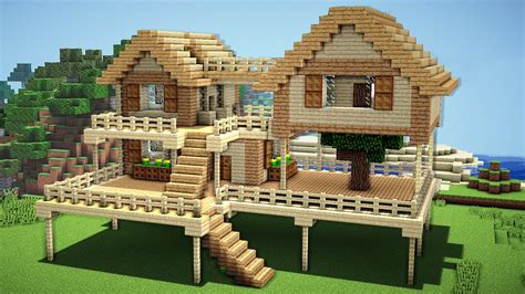 ⚡Minecraft:สอนสร้างบ้านไม้สำหรับเอาชีวิตรอด สวยๆง่ายๆ!! |Survival ...