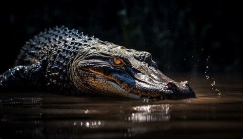 Premium AI Image | Close up of Spectacled Caiman Aggressive Teeth in ...