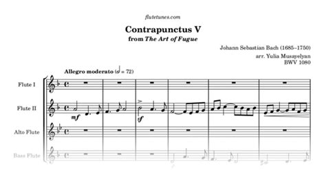 Contrapunctus V from The Art of Fugue (J.S. Bach) - Free Flute Sheet ...