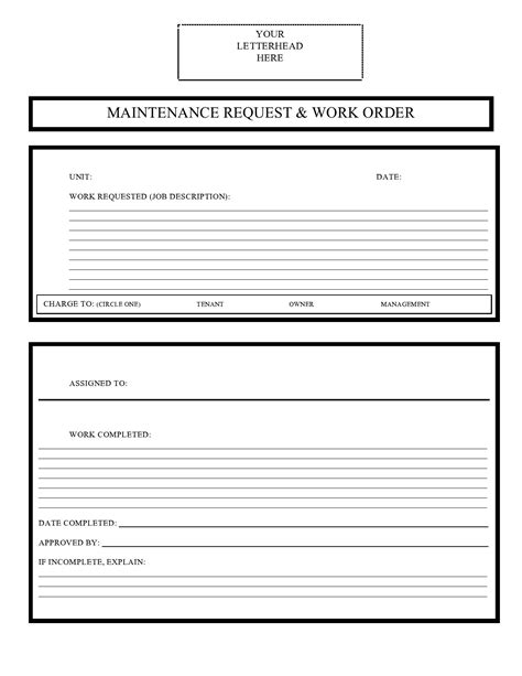 Printable Maintenance Request Form