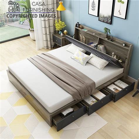 Storage Bed | Wooden Upholstered Bed Design | Casa Furnishing