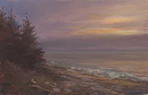 daily painting titled Maine coast, evening - click for enlargement