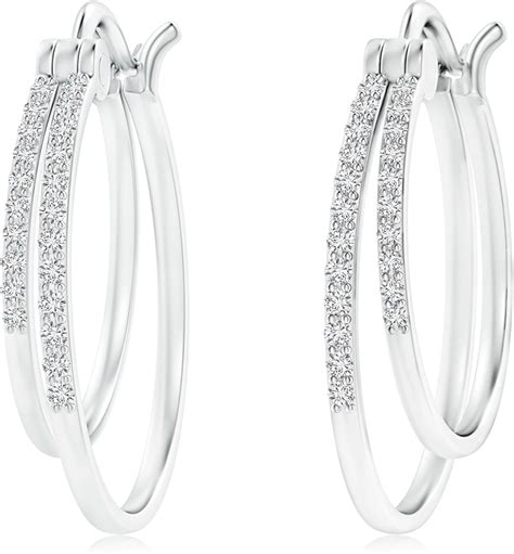 Classic Diamond Studded Double Hoop Earrings for Women in Platinum ...