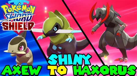 Evolving SHINY AXEW to SHINY HAXORUS in Pokemon Sword & Shield - YouTube