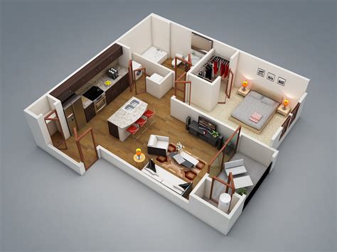 1 Bedroom Apartment House Plans