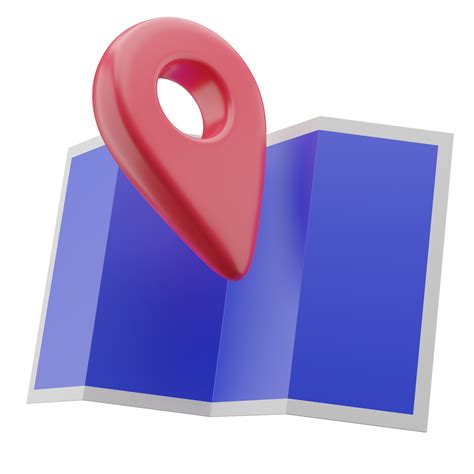 3D blue map with red pinpoint icon 8470407 PNG