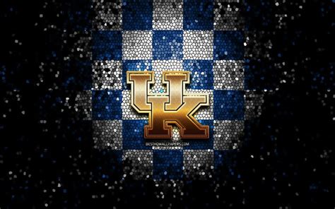 Download wallpapers Kentucky Wildcats, glitter logo, NCAA, blue white ...