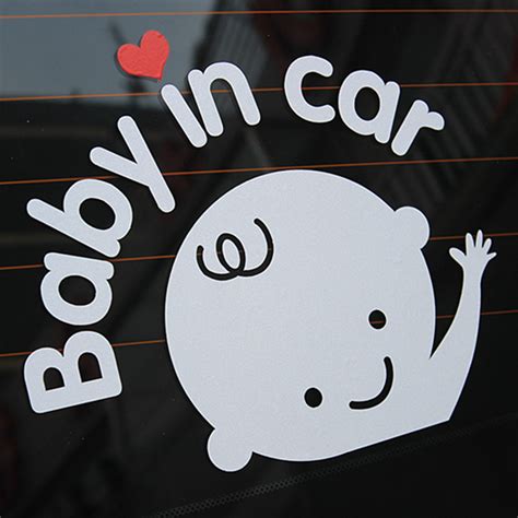 Baby In Car Waving Baby on Board Safety Sign Cute Car Decal Vinyl ...