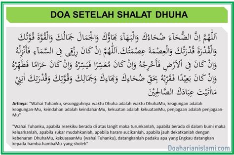 Bacaan Doa Setelah Sholat Dhuha Lengkap Dengan Tulisan Latin Dan ...