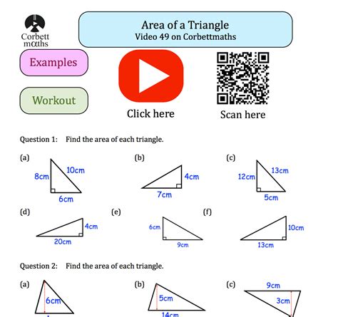 Area Of A Triangle Worksheet – E Street Light