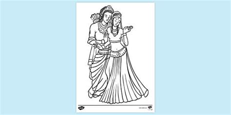 FREE! - Rama and Sita Without Background Colouring Sheet - Twinkl