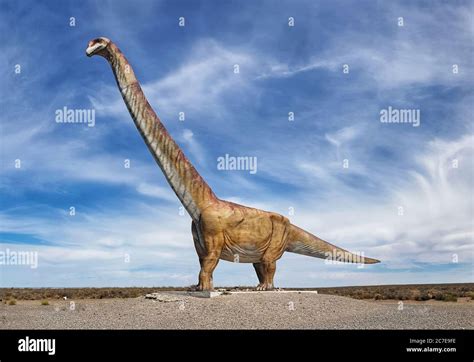 Public life size model of Patagotitan dinosaur by road in Argentina ...