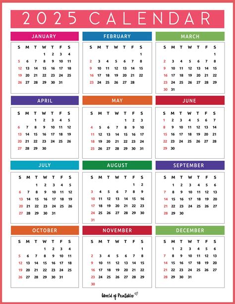 2025 Calendar Printable