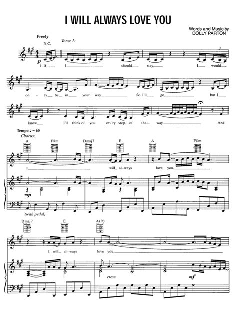 I WILL ALWAYS LOVE YOU Piano Sheet music | Easy Sheet Music