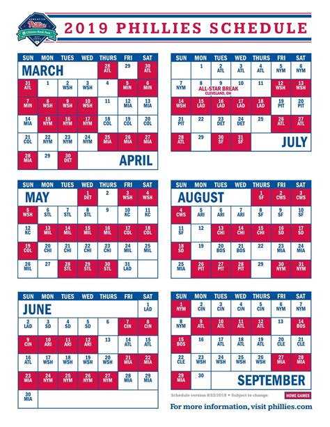 Phillies Printable Schedule