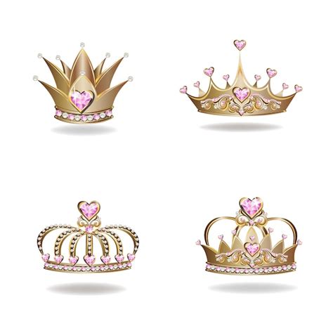 Premium Vector | Golden princess crown set