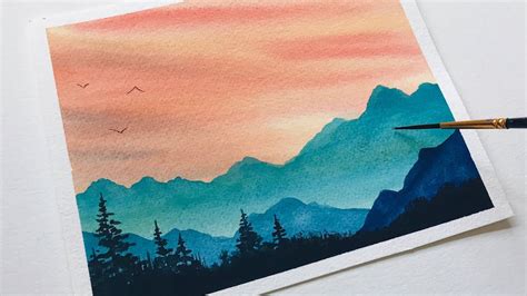 Painting Ideas Beginner Simple Watercolor Landscape Paintings : With ...