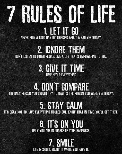 7 Rules Of Life Inspirational Poster To Motivate Room Decoration Wall ...