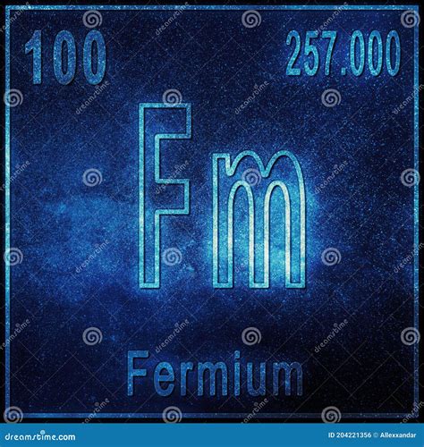 Fermium Chemical Element, Sign with Atomic Number and Atomic Weight ...