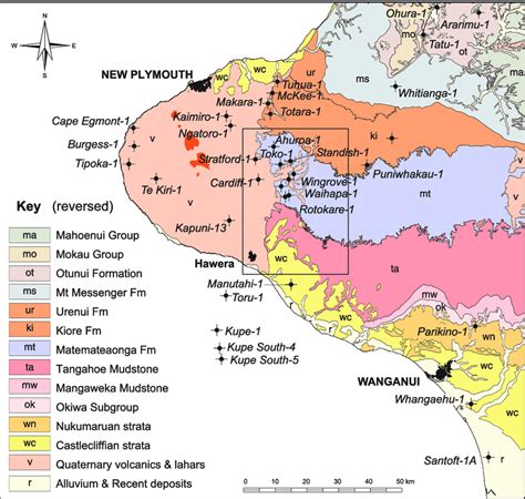 Generalised geological map of the Taranaki Region showing broad ...