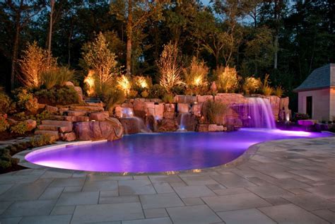 Rock Waterfalls For Inground Pools | Backyard Design Ideas