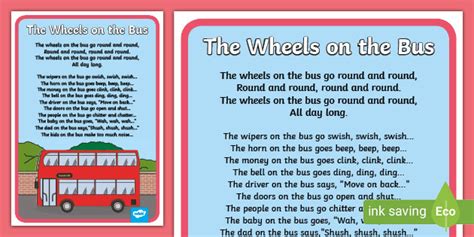 Nursery Rhymes Wheels on the Bus Large Display Poster